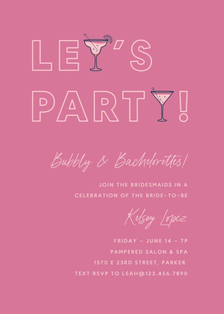 Cool and carefree - bachelorette party invitation