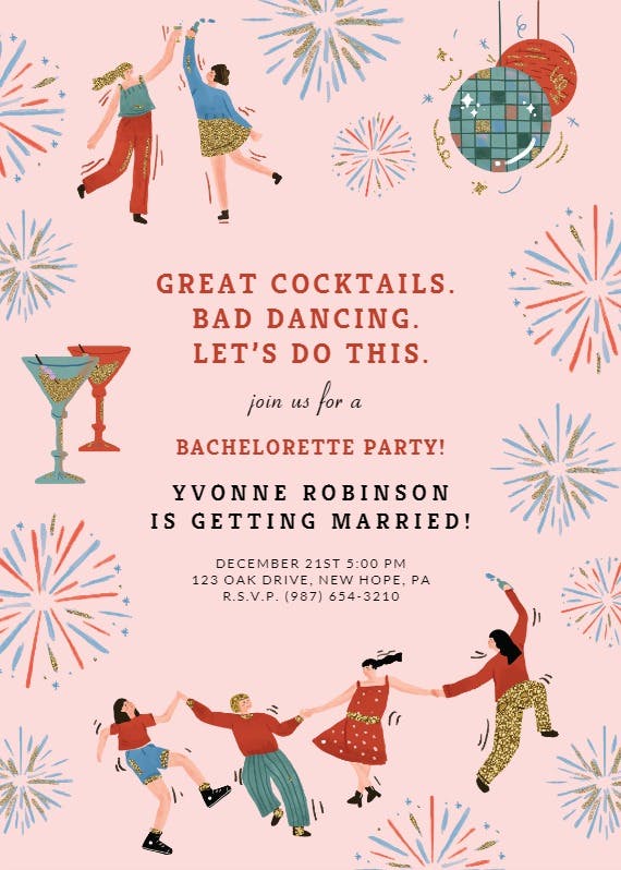 Dance party - bridal shower invitation