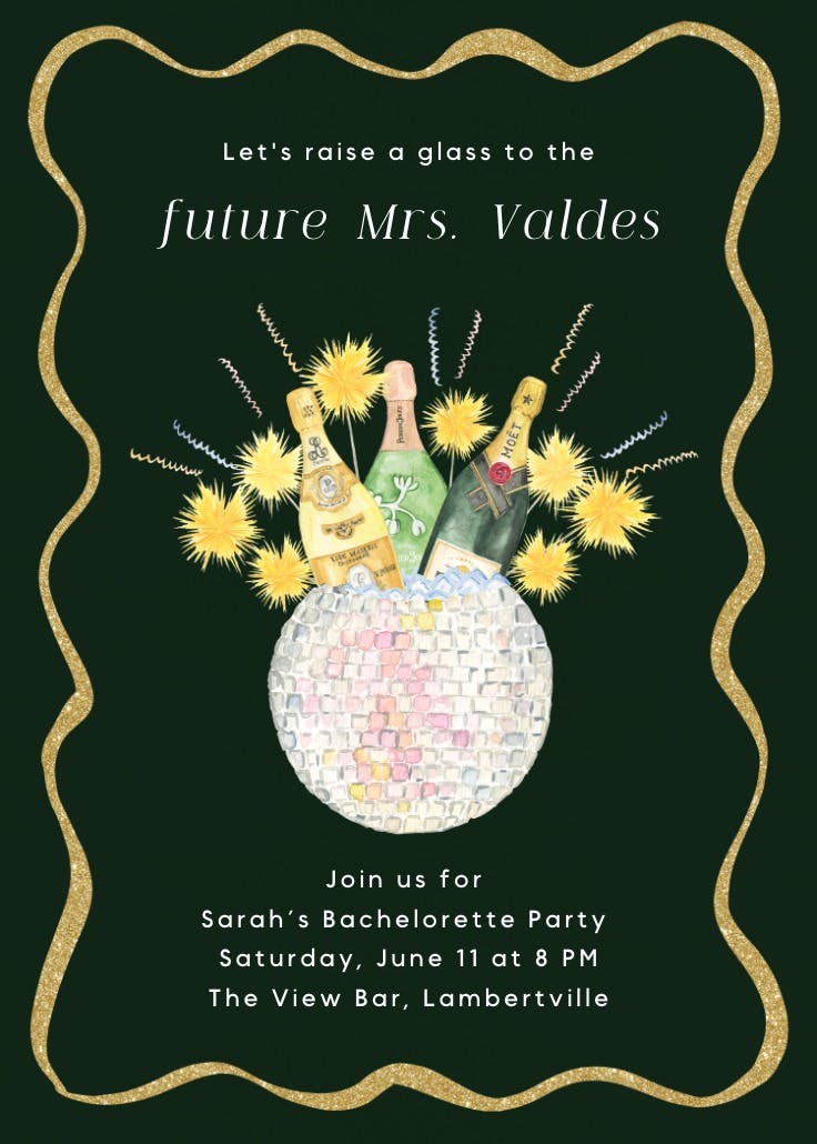 Disco sparkler - bachelorette party invitation