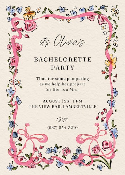 Flourished love - bachelorette party invitation