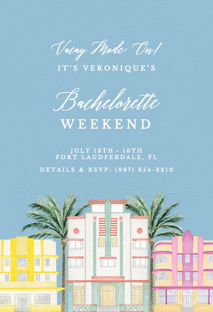 Girls' getaway - bachelorette party invitation