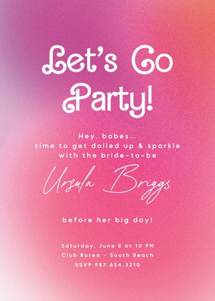 Glam radiance - bachelorette party invitation