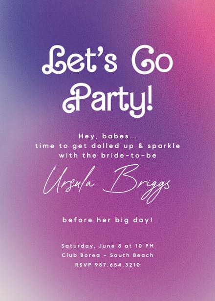 Glam radiance - bachelorette party invitation