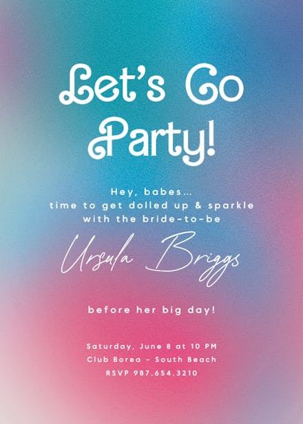 Glam radiance - bachelorette party invitation