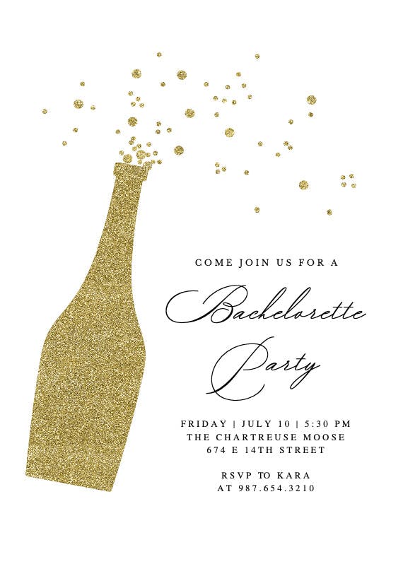 Glitter bubbly - invitación para bridal shower