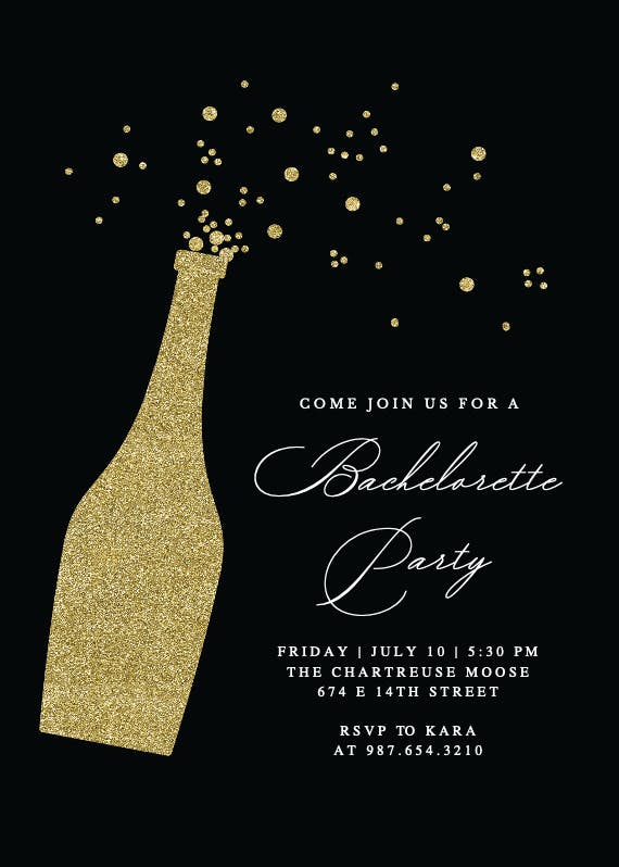 Glitter bubbly - bachelorette party invitation