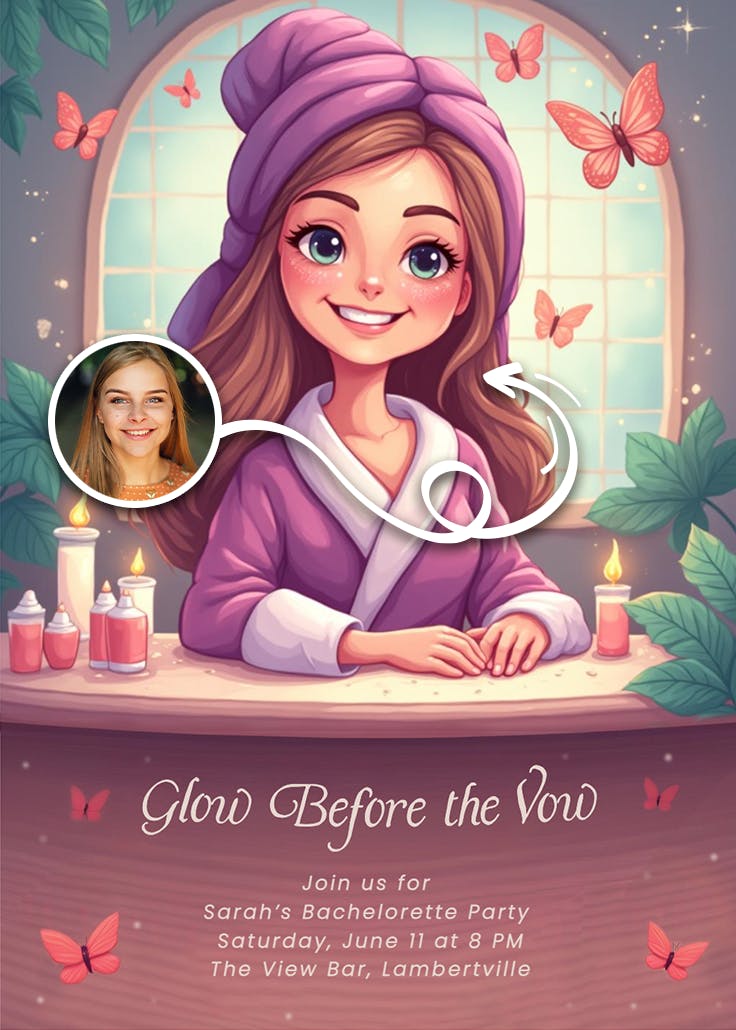 Glow before the vow -  invitación para despedida de soltera