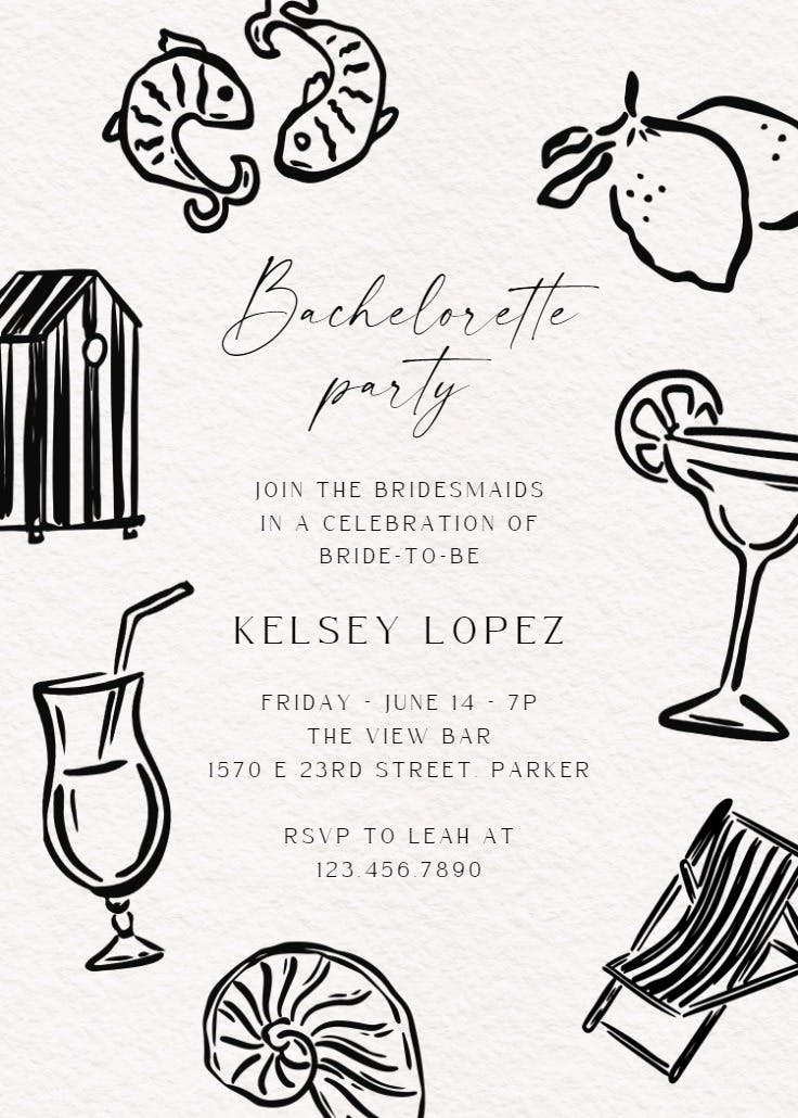 Gourmet gatherings - bachelorette party invitation