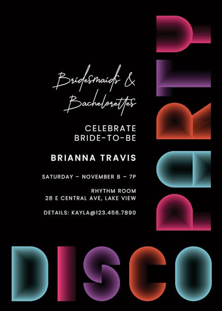 Groovy girls - bachelorette party invitation