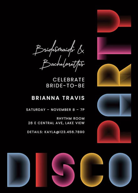 Groovy girls - bachelorette party invitation