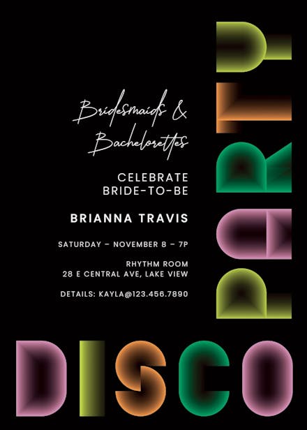 Groovy girls - bachelorette party invitation