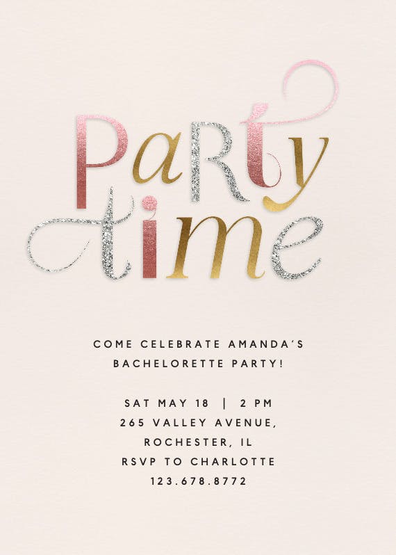 Interweave - bachelorette party invitation