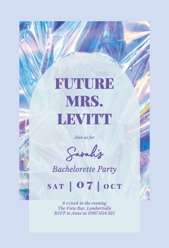Iridescent foil - bachelorette party invitation