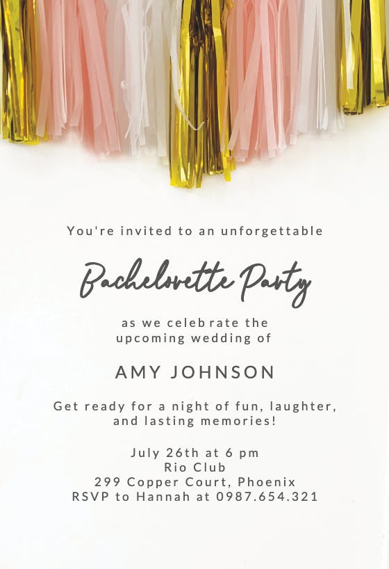 Joyous party - bachelorette party invitation