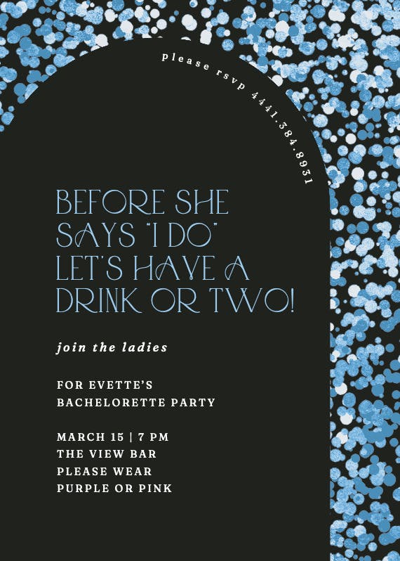 Lavender confetti - bachelorette party invitation