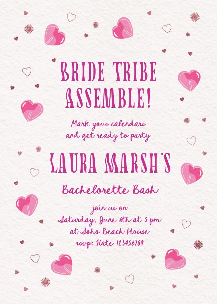 Lolliheart - bachelorette party invitation