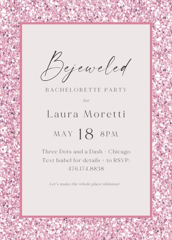 Make it shimmer - bachelorette party invitation