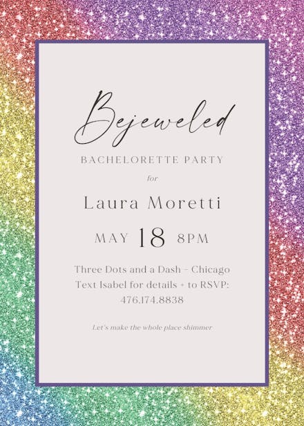 Make it shimmer - bachelorette party invitation