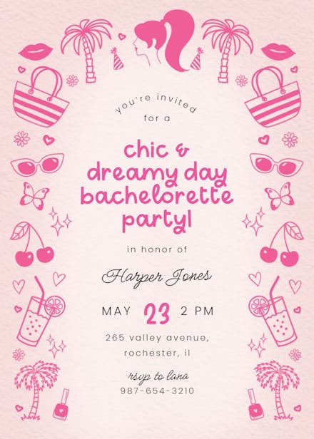 Malibu elements - bachelorette party invitation