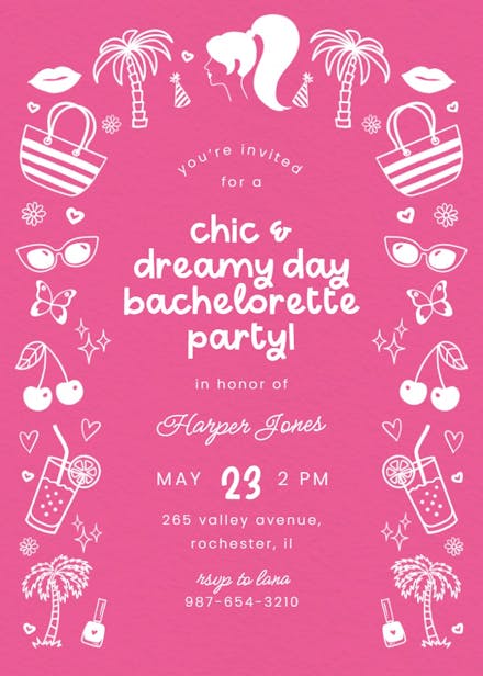 Malibu elements - bachelorette party invitation