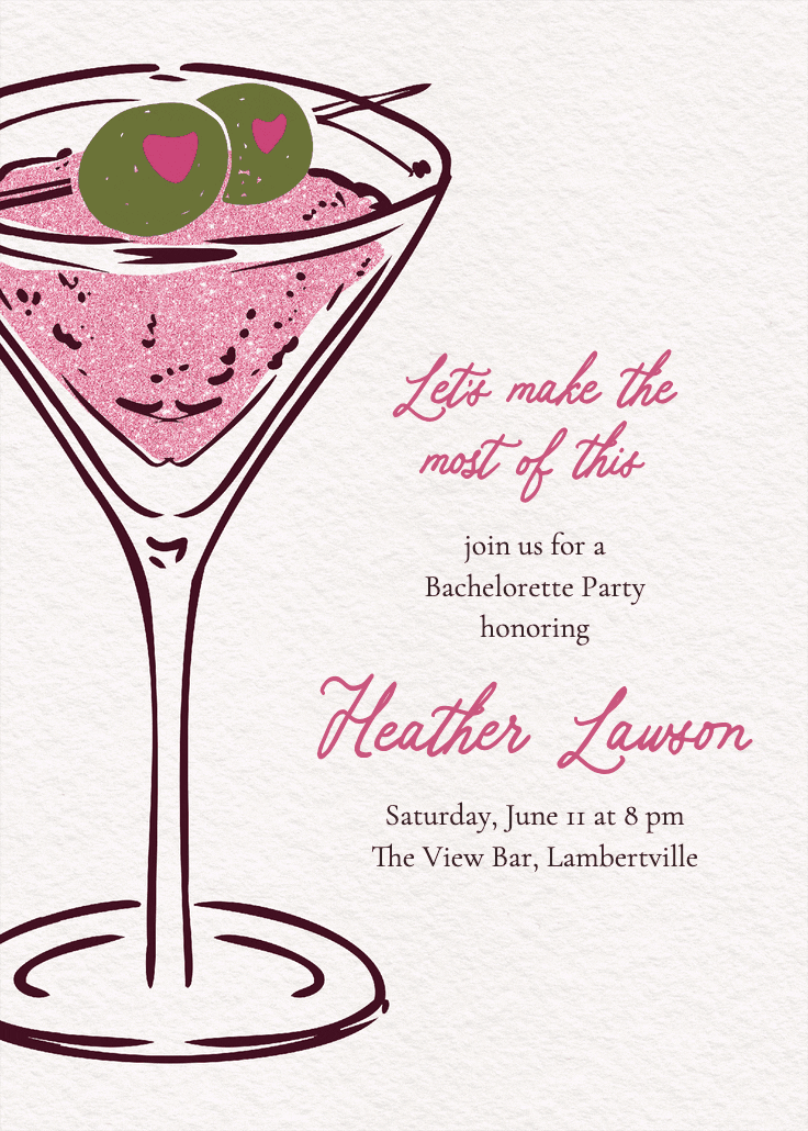 Martini party - bachelorette party invitation
