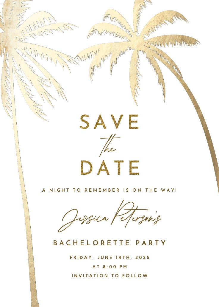 Palm trees - bachelorette party invitation