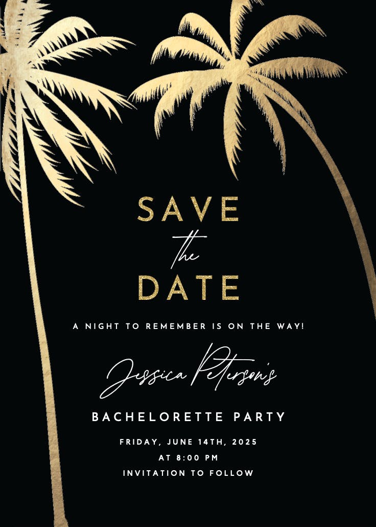Palm trees - bachelorette party invitation