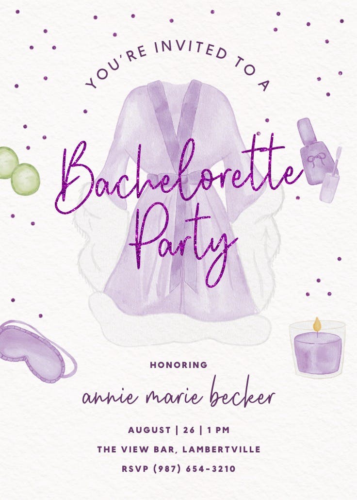 Pastel spa - bachelorette party invitation