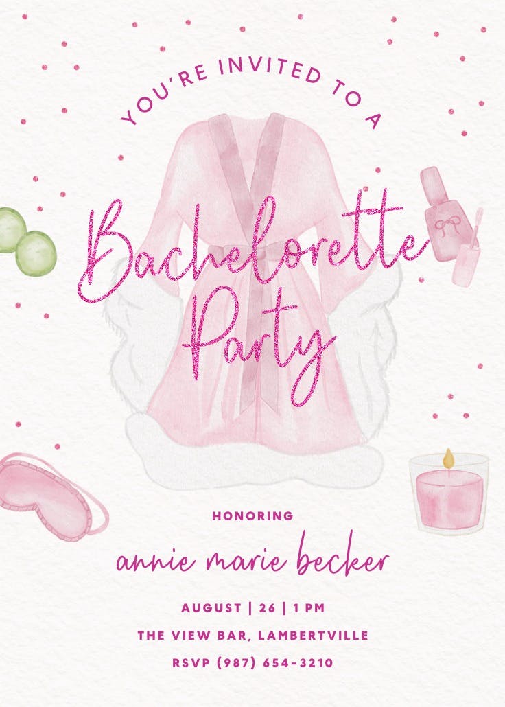Pastel spa - bachelorette party invitation