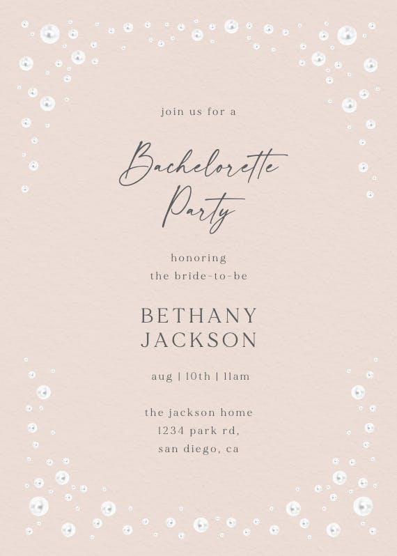 Pearls frame - bachelorette party invitation