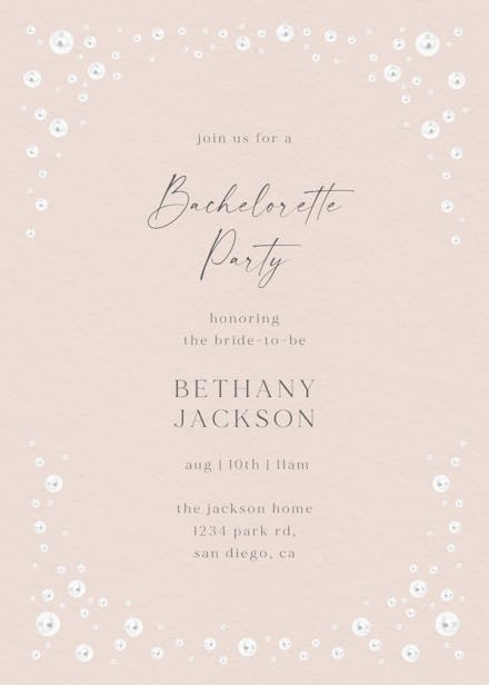 Pearls frame - bachelorette party invitation