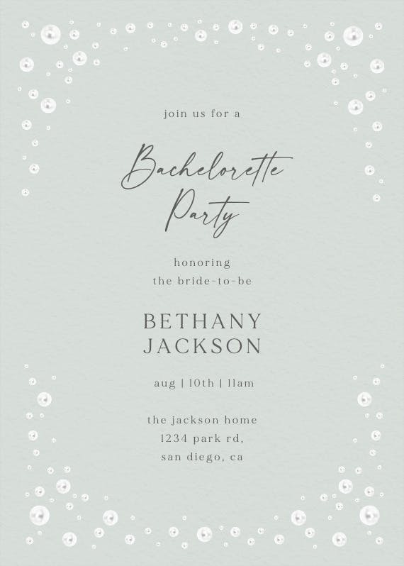 Pearls frame - bachelorette party invitation