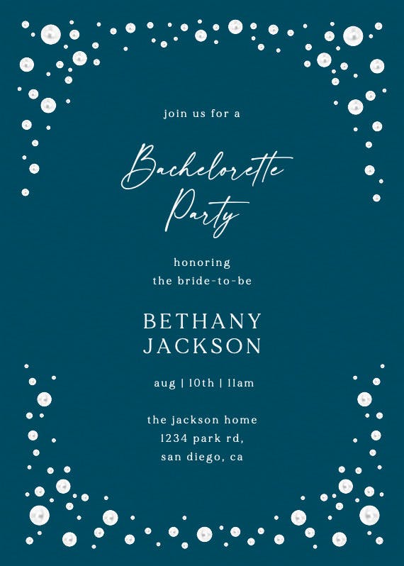 Pearls frame - bachelorette party invitation