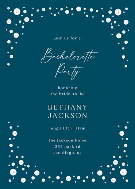 Pearls frame - bachelorette party invitation