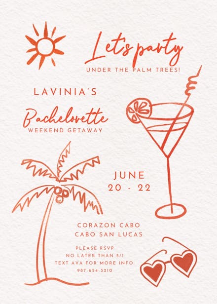 Piña colada - bachelorette party invitation
