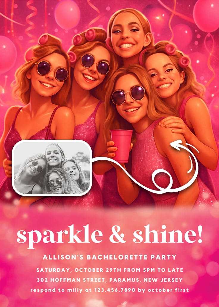 Pink glitter party - invitation