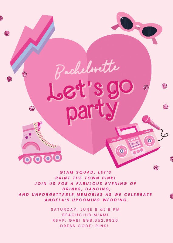 Pink memories - bachelorette party invitation