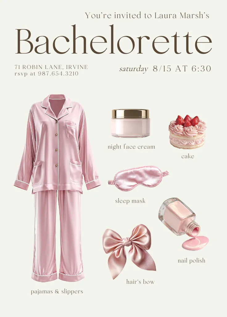 Pink pampering - bachelorette party invitation