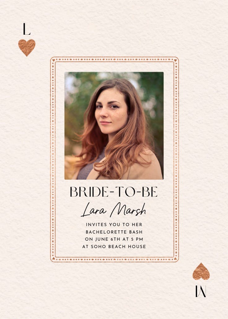 Queen of the hearts photo -  invitación para despedida de soltera