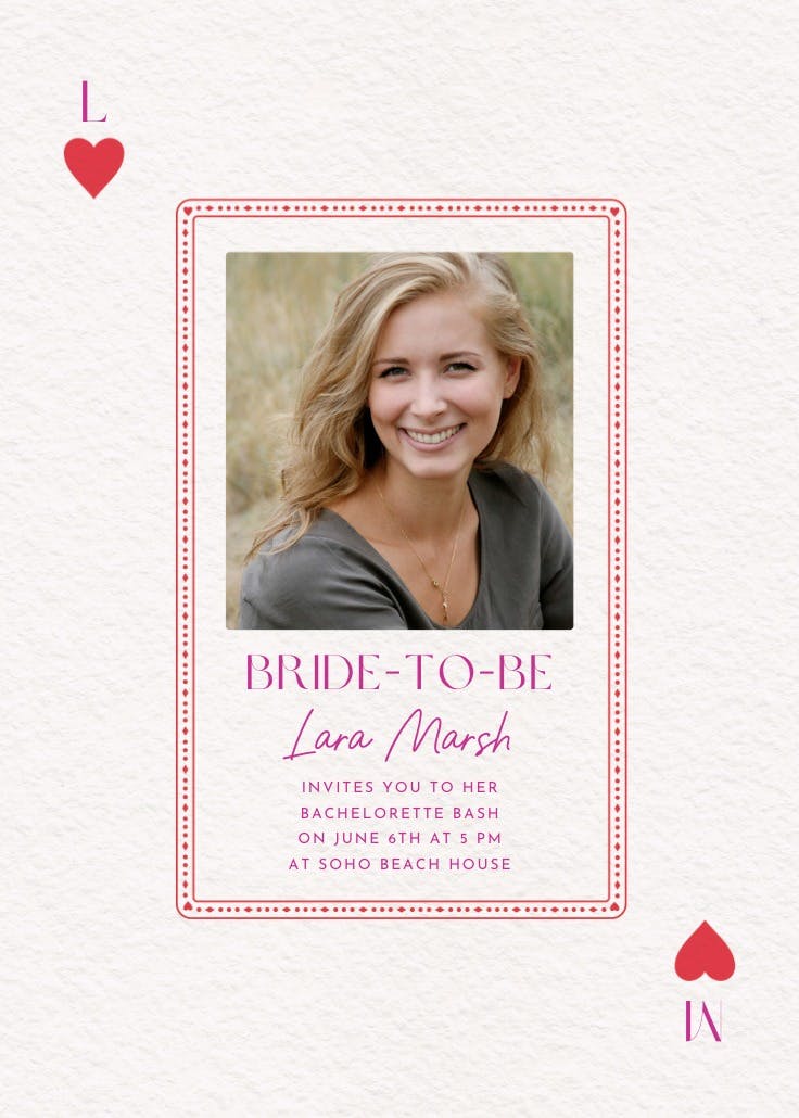 Queen of the hearts photo -  invitación para despedida de soltera