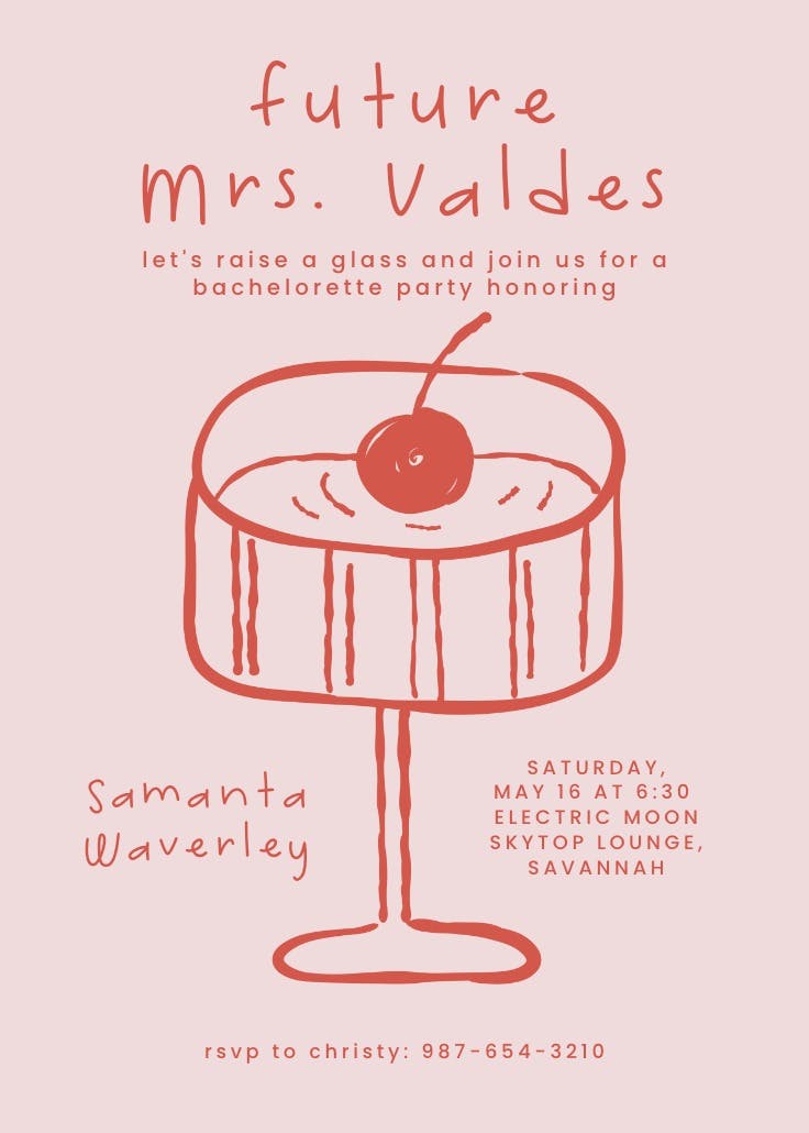 Raise that glass - bachelorette party invitation