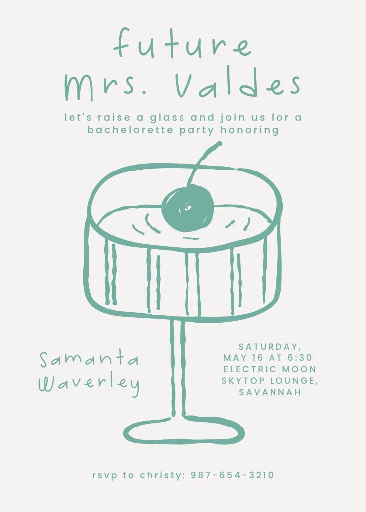 Raise that glass - bachelorette party invitation