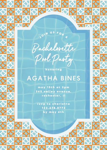 Retro tiles - bachelorette party invitation