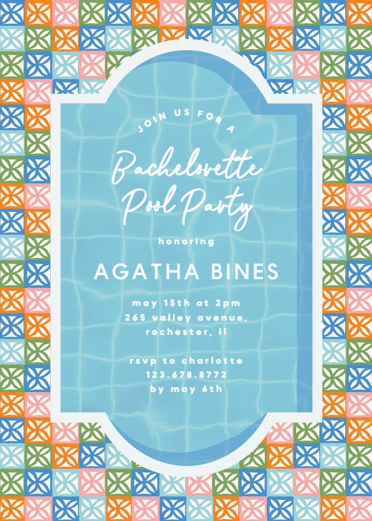 Retro tiles -  invitación para despedida de soltera