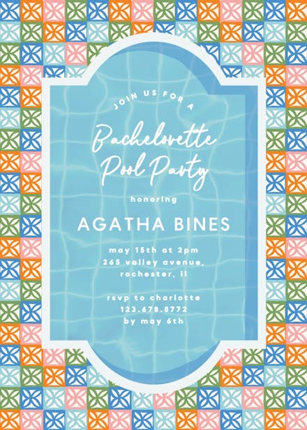 Retro tiles - bachelorette party invitation