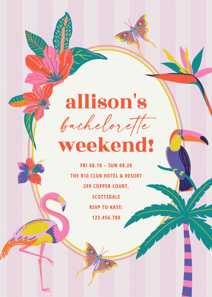 Retro tropics -  invitación para despedida de soltera