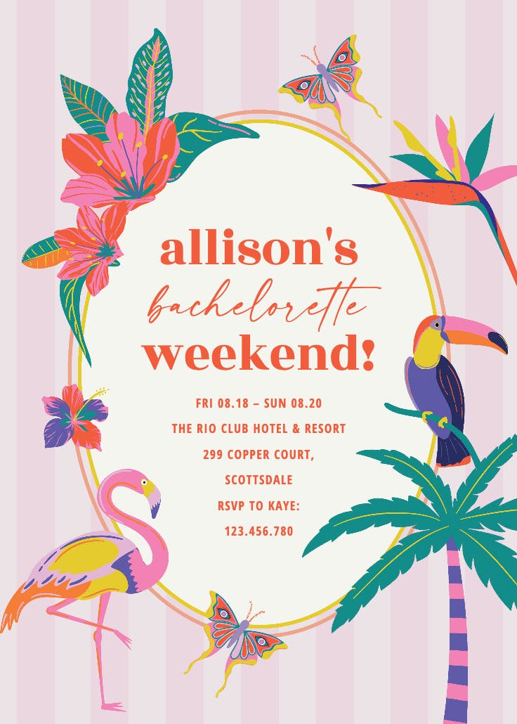 Retro tropics - bachelorette party invitation
