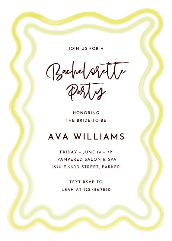 Retro wave frame - bachelorette party invitation