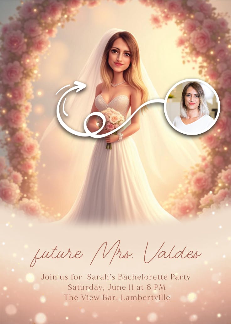 Ring, roses & revelry - invitación para bridal shower