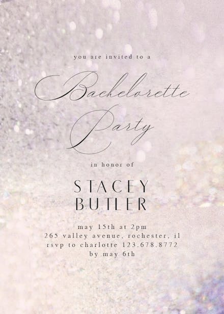 Romantic shimmer - bachelorette party invitation